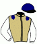 casaque portée par Cueff L. jockey du cheval de course JEAN MADRIK, information pmu ZETURF