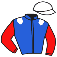 casaque portée par Ouvrie F. jockey du cheval de course JALIMEDE, information pmu ZETURF