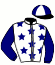 casaque portée par Gillet T. jockey du cheval de course PRETTY LINK, information pmu ZETURF