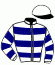casaque portée par Mangione R. jockey du cheval de course LE FREINAY, information pmu ZETURF