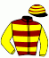 casaque portée par Metivier E. jockey du cheval de course BANDITO CONTI, information pmu ZETURF
