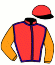 casaque portée par Pouchin A. jockey du cheval de course RUMPLETEAZER, information pmu ZETURF