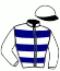 casaque portée par Mlle Levesque T. jockey du cheval de course HARMONIE DE BEZ, information pmu ZETURF