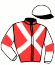 casaque portée par Gelormini G. jockey du cheval de course INDY D'ALOUETTE, information pmu ZETURF