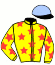 casaque portée par Huchede T. jockey du cheval de course FRAISE D'OCCAGNES, information pmu ZETURF