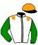 casaque portée par Poisson P. J. jockey du cheval de course IBELLO DU BOCAGE, information pmu ZETURF