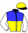 casaque portée par Melis Macias J. jockey du cheval de course HOMONYMIE, information pmu ZETURF