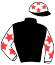 casaque portée par Duperche A. jockey du cheval de course GUEPARD DU PIRE, information pmu ZETURF