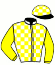 casaque portée par Ouvrie F. jockey du cheval de course KALINE ELDE, information pmu ZETURF