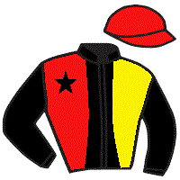 casaque portée par Ouvrie F. jockey du cheval de course ILFUEGO, information pmu ZETURF