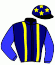 casaque portée par Cabre J. jockey du cheval de course FINLEY DU PECOS (FR), information pmu ZETURF