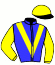 casaque portée par Sanchez Gar. jockey du cheval de course COCASSERIE (FR), information pmu ZETURF