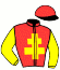 casaque portée par Fourcade R. jockey du cheval de course HARDI BLUE TROIS, information pmu ZETURF