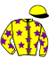 casaque portée par Foulon M. jockey du cheval de course KIRIA DE FAUST, information pmu ZETURF