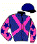 casaque portée par Alonso Vidal D.L.P. Mme Vic. jockey du cheval de course UNAMUNO, information pmu ZETURF