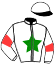 casaque portée par Merille C. jockey du cheval de course JAFAR D'ESCAR, information pmu ZETURF
