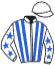 casaque portée par Delozier L. jockey du cheval de course CAID DU SOLEIL, information pmu ZETURF
