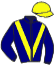 casaque portée par Seguy V. jockey du cheval de course FASKO, information pmu ZETURF