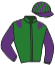 casaque portée par Eon Mlle M. jockey du cheval de course QUARTIER MAITRE, information pmu ZETURF