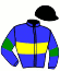 casaque portée par Rebuffe Th. jockey du cheval de course FRIPON D'EP, information pmu ZETURF