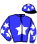 casaque portée par Mottier Ch. jockey du cheval de course JUSSEO, information pmu ZETURF