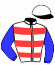 casaque portée par Tribourdeau S. jockey du cheval de course HEQUILEO JIEL, information pmu ZETURF