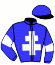 casaque portée par Madamet A. jockey du cheval de course ELEA'S RIVER (IE), information pmu ZETURF