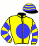 casaque portée par Pouchin A. jockey du cheval de course HELLO IS YOU (FR), information pmu ZETURF