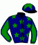 casaque portée par Le Brun F. jockey du cheval de course GREAT KILLS, information pmu ZETURF