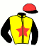 casaque portée par Laboutique S. jockey du cheval de course HYSOPE DE NGANDA, information pmu ZETURF