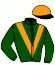 casaque portée par Santiago Mlle D. jockey du cheval de course RUE DAUPHINE, information pmu ZETURF