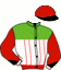 casaque portée par Desmigneux F. jockey du cheval de course HEGOA DU BOULAY, information pmu ZETURF