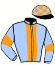 casaque portée par Blavette J. jockey du cheval de course KAPORAL DE VIETTE, information pmu ZETURF