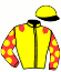 casaque portée par Gelormini G. jockey du cheval de course JAPPELOUP CARNOIS, information pmu ZETURF