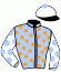 casaque portée par Carboni Luc. jockey du cheval de course ROUDOUDOU, information pmu ZETURF