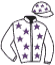 casaque portée par Verva M. jockey du cheval de course METEORE ETOILE, information pmu ZETURF