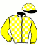casaque portée par Jahrisch Mme Emm. jockey du cheval de course KANDORE DU QUENNE, information pmu ZETURF