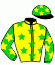 casaque portée par Salmon D. jockey du cheval de course GARIBAL, information pmu ZETURF