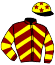 casaque portée par Rousseau L. jockey du cheval de course TORANCIA, information pmu ZETURF