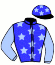 casaque portée par Lebouc Hug. jockey du cheval de course MINIKING, information pmu ZETURF