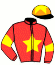 casaque portée par Grosbois C. jockey du cheval de course ICONE D'ATHOU, information pmu ZETURF