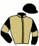 casaque portée par D' Andigne O. jockey du cheval de course KID ALONE, information pmu ZETURF