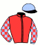 casaque portée par Abrivard J. E. jockey du cheval de course JADORE CERIZE, information pmu ZETURF