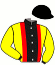 casaque portée par Besnier H. jockey du cheval de course VINTAGE MOON, information pmu ZETURF
