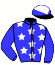casaque portée par Ruis S. jockey du cheval de course SALTWELL, information pmu ZETURF