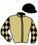 casaque portée par Mangione R. jockey du cheval de course KASPIA TRIP, information pmu ZETURF