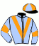 casaque portée par Velon Mlle M. jockey du cheval de course ZARINA, information pmu ZETURF