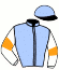 casaque portée par Bachelot T. jockey du cheval de course SAINT SACRE (FR), information pmu ZETURF