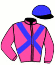 casaque portée par Bouvier Mme Cél. jockey du cheval de course BALMORAL, information pmu ZETURF