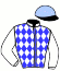 casaque portée par Dromigny T. jockey du cheval de course GYPSE BLANC, information pmu ZETURF